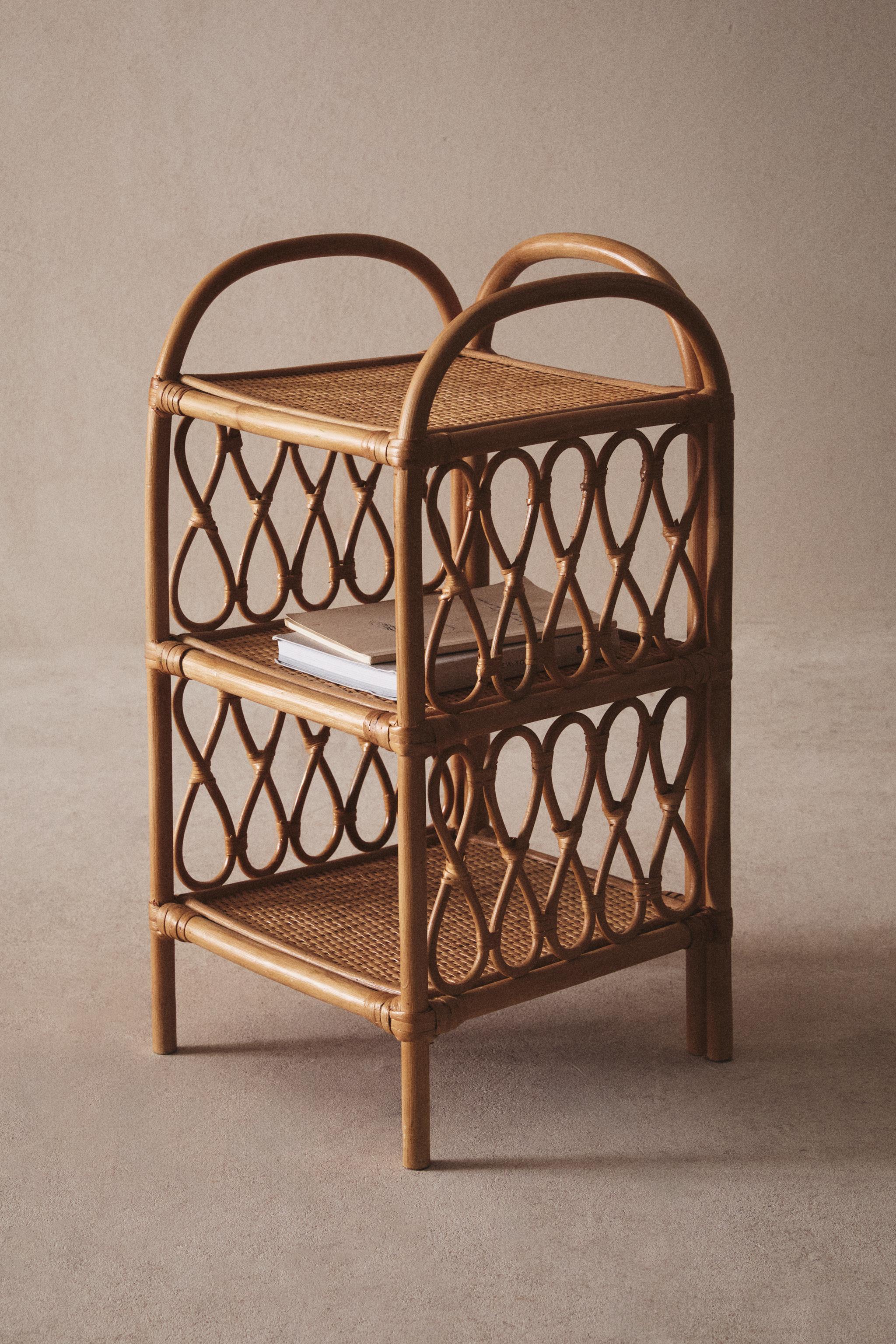 RATTAN BEDSIDE TABLE
